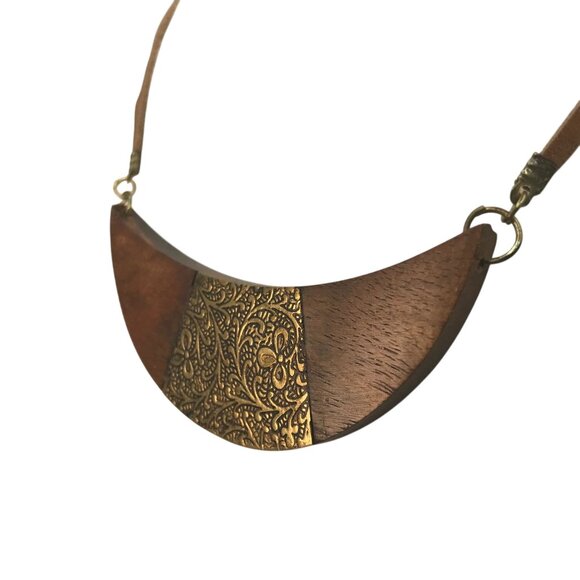 Matr Boomie Earth and Fire Crescent Necklace and Matching Teardrop Dangle Earrin - Picture 3 of 8